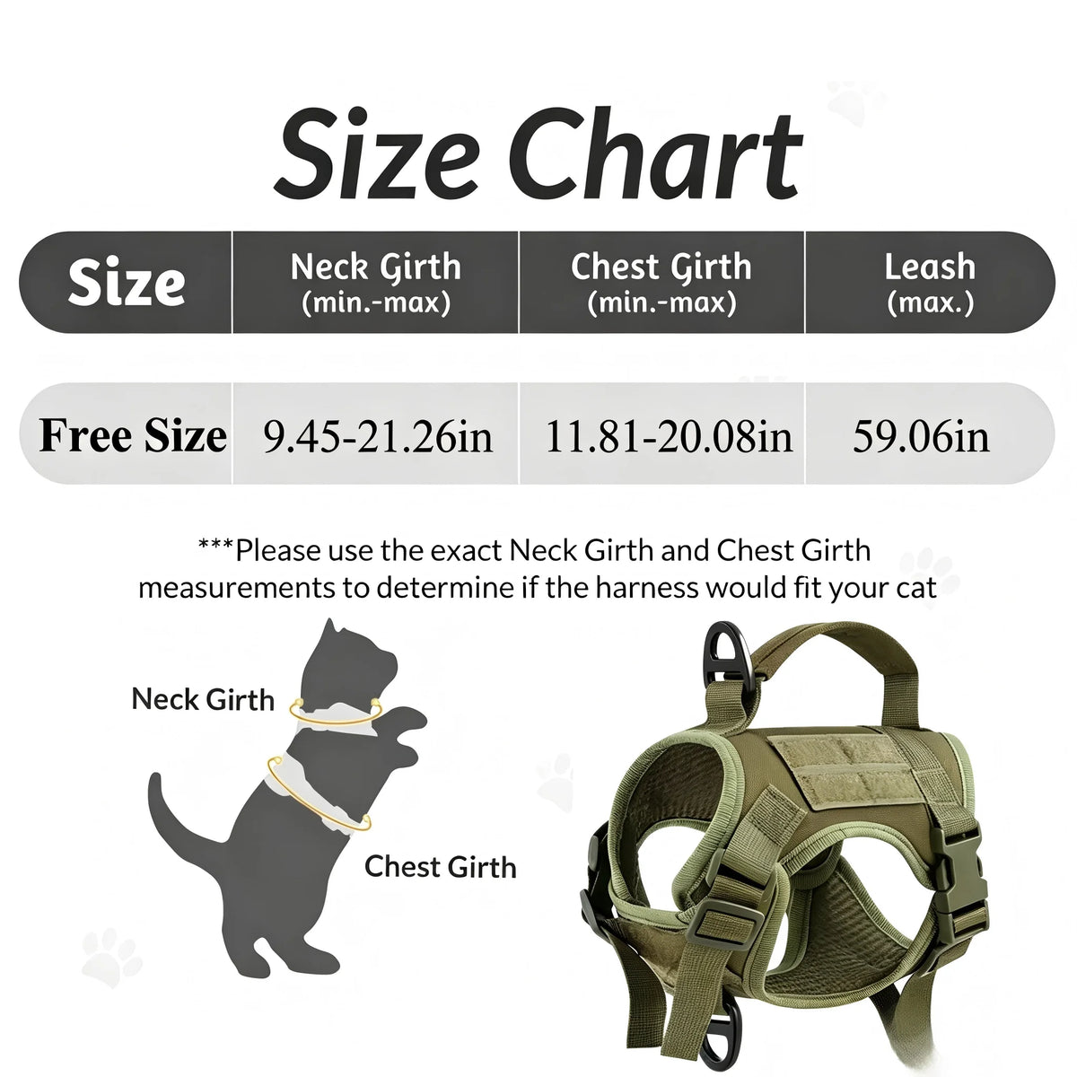 Tactical Cat Harness Vest And Leash Set Adjustable Escape Proof