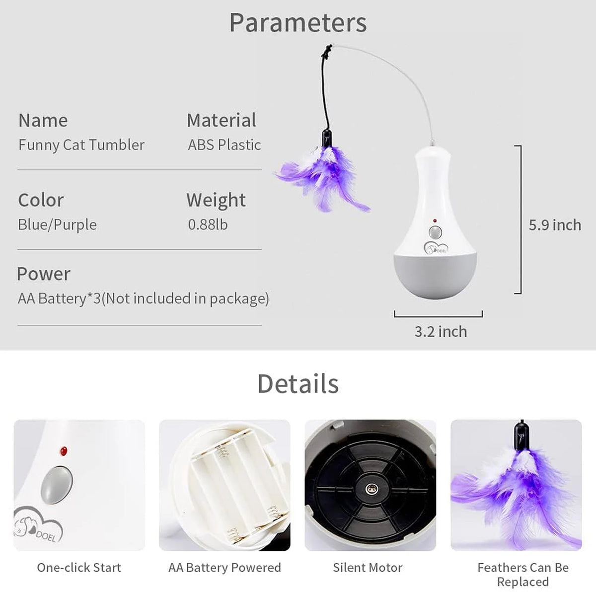 Interactive Cat Exercise Toy With Quiet Automatic Rotating Design