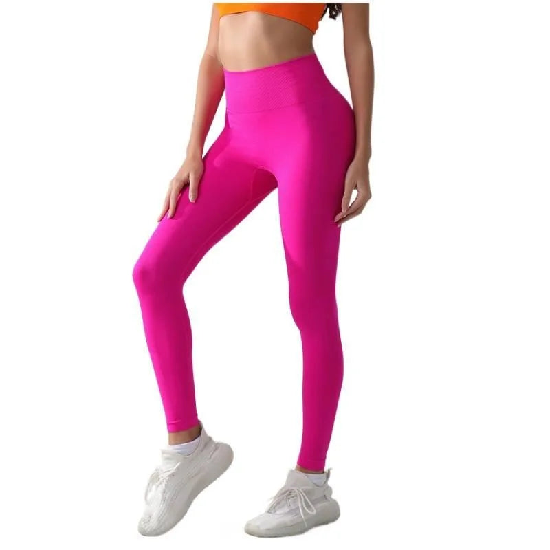 Seamless Mid Waist Yoga Pants For Running And Gym Training