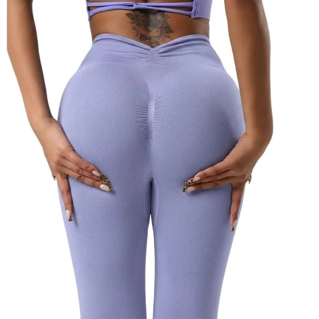Seamless Mid Waist Yoga Pants For Running And Gym Training