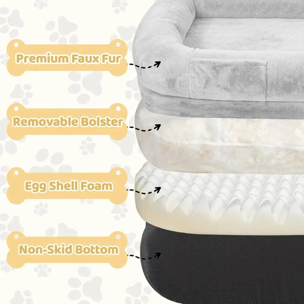 71" Dog Bed, Removable Cover, Washable, Waterproof, Orthopedic Design