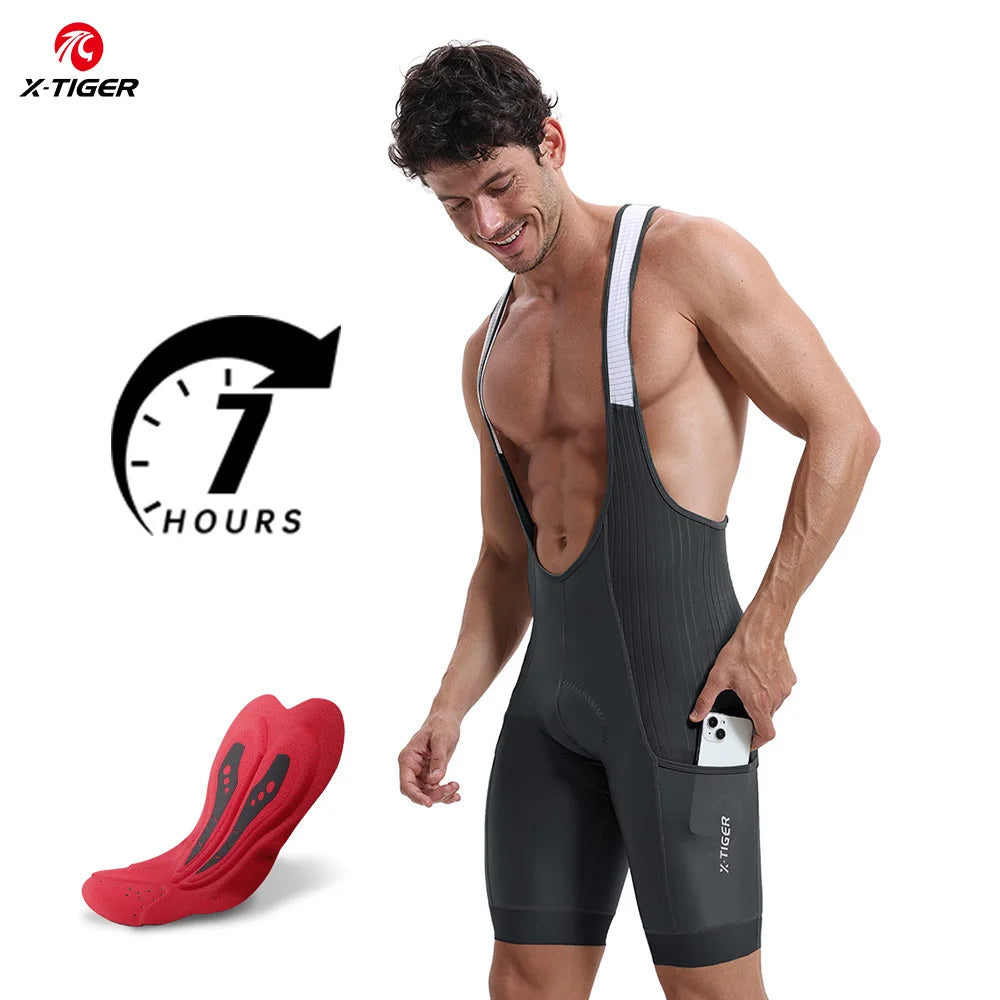 Men's Cycling Bib Pants Anti Slip Leg Grips Padded