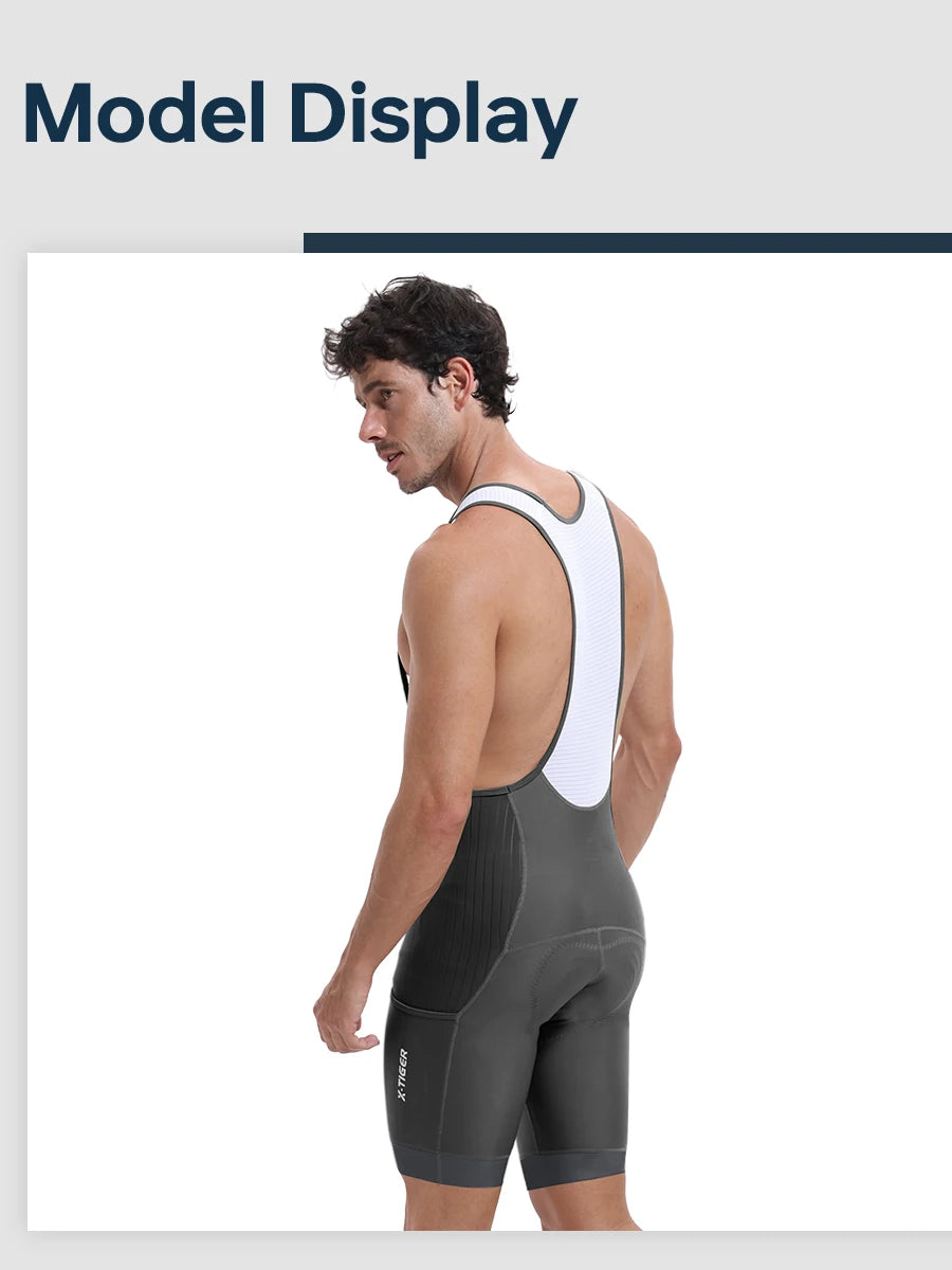 Men's Cycling Bib Pants Anti Slip Leg Grips Padded