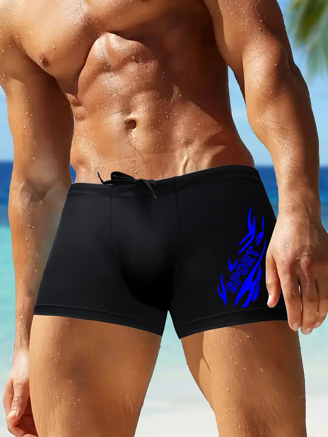 Men's Quick Dry Stretchy Swim Trunks Slim Fit Beachwear