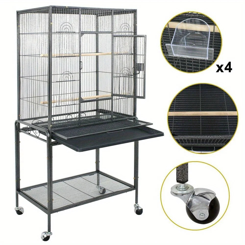 Bird cage steel top with rolling brackets