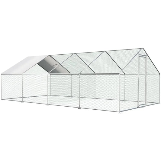 4 Unit Large Metal Walk-in Poultry Cage with Waterproof and Anti-UV Cover