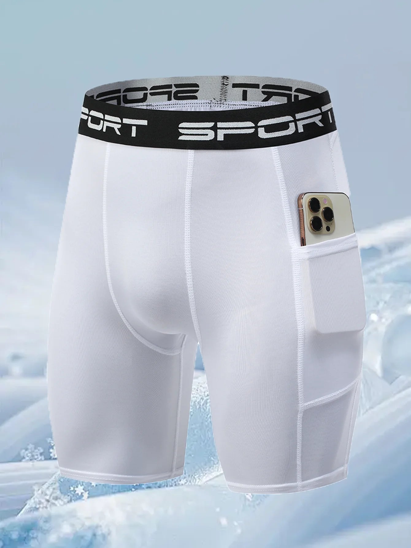 Men's Sports Compression Shorts With Phone Pocket For Running