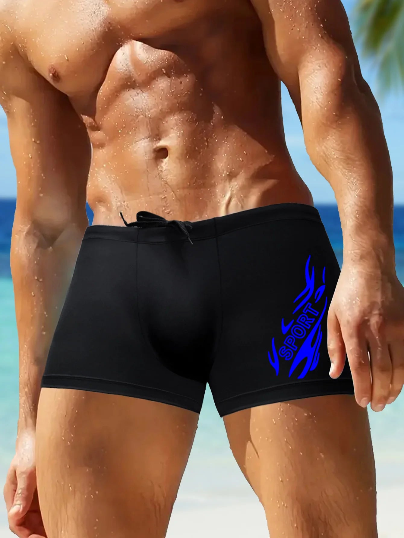 Men's Quick Dry Stretchy Swim Trunks Slim Fit Beachwear