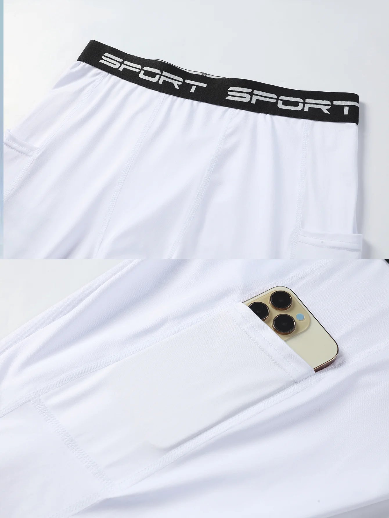 Men's Sports Compression Shorts With Phone Pocket For Running