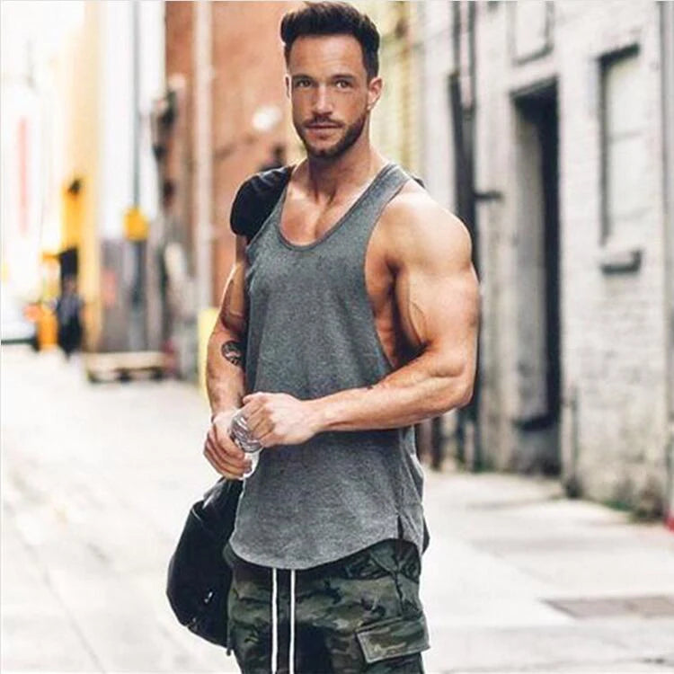 Cotton Breathable Sleeveless Muscle Tank Tops For Men