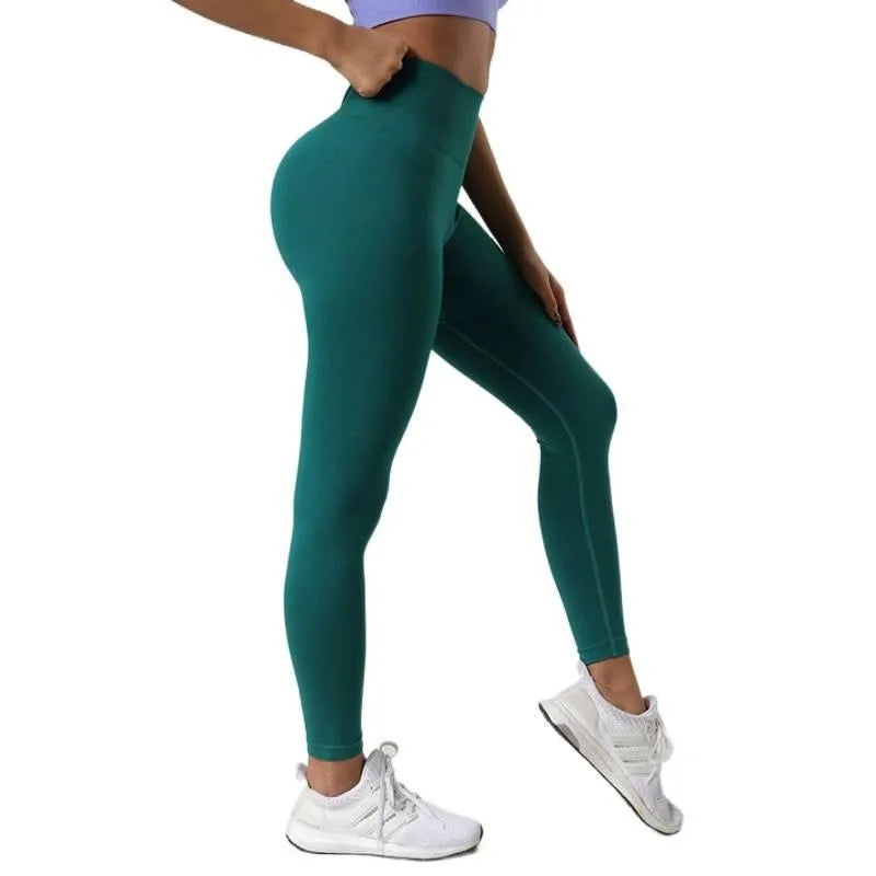 Seamless Mid Waist Yoga Pants For Running And Gym Training