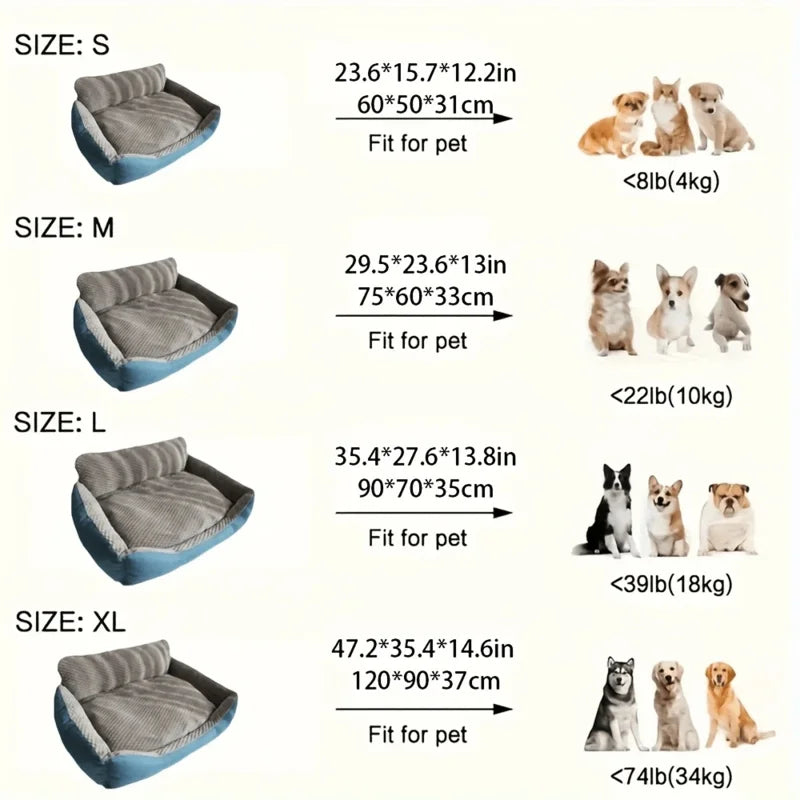 Comfortable Warm Plaid Pattern Dog Bed With Polyester Filling