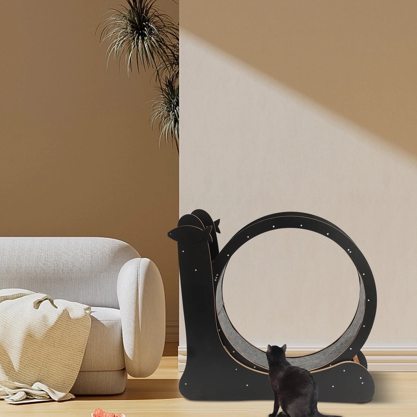 Cat Exercise Wheel With Carpeted Runway And High Fiber Board