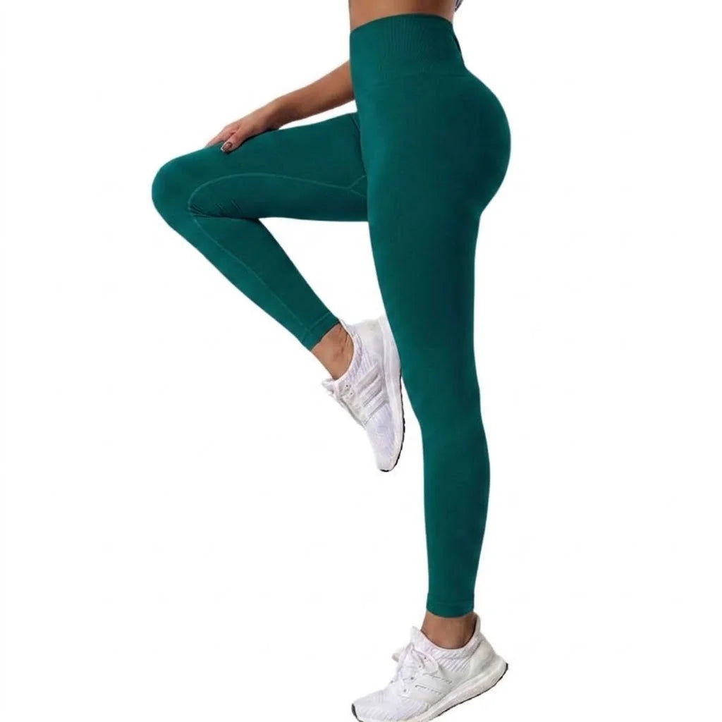 Seamless Mid Waist Yoga Pants For Running And Gym Training