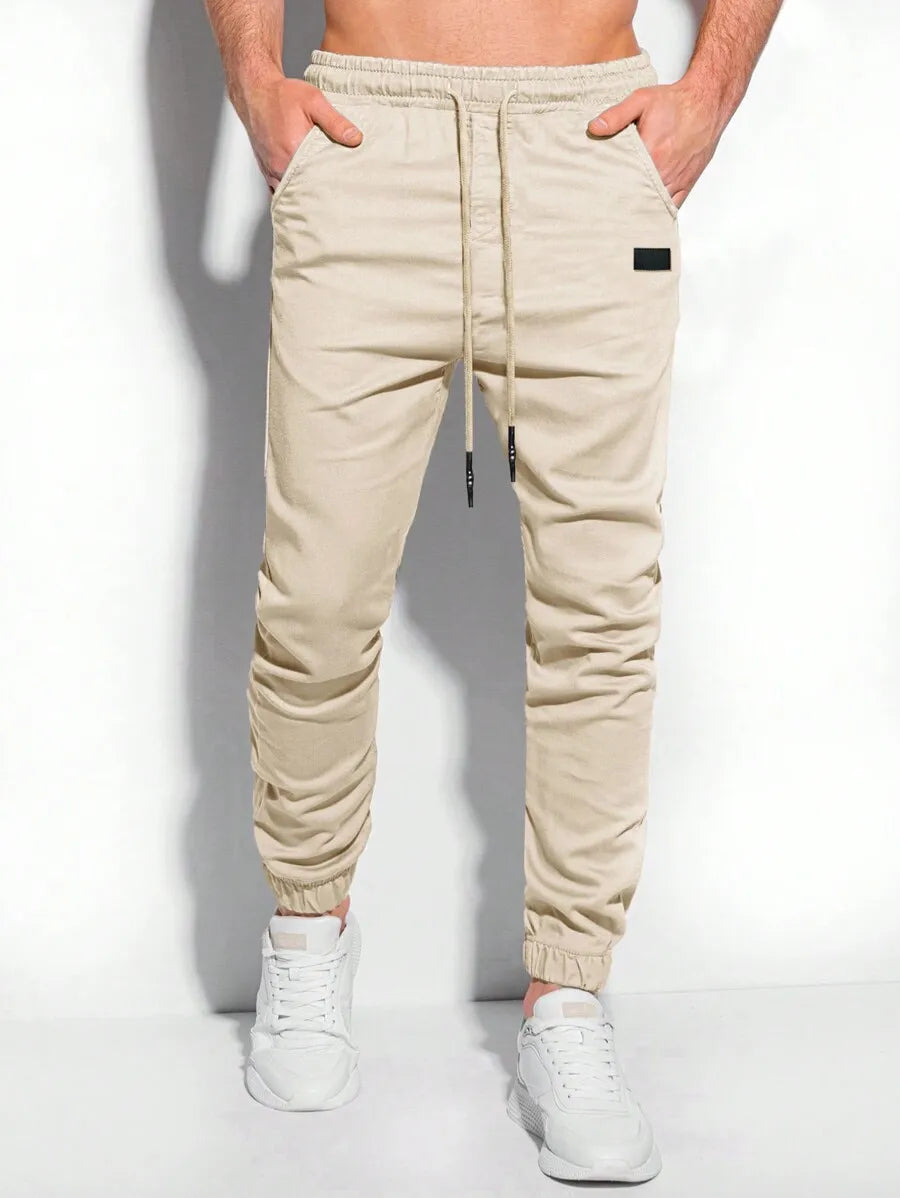 Men's Jogger Pants With Drawstring Waist And Ribbed Hem