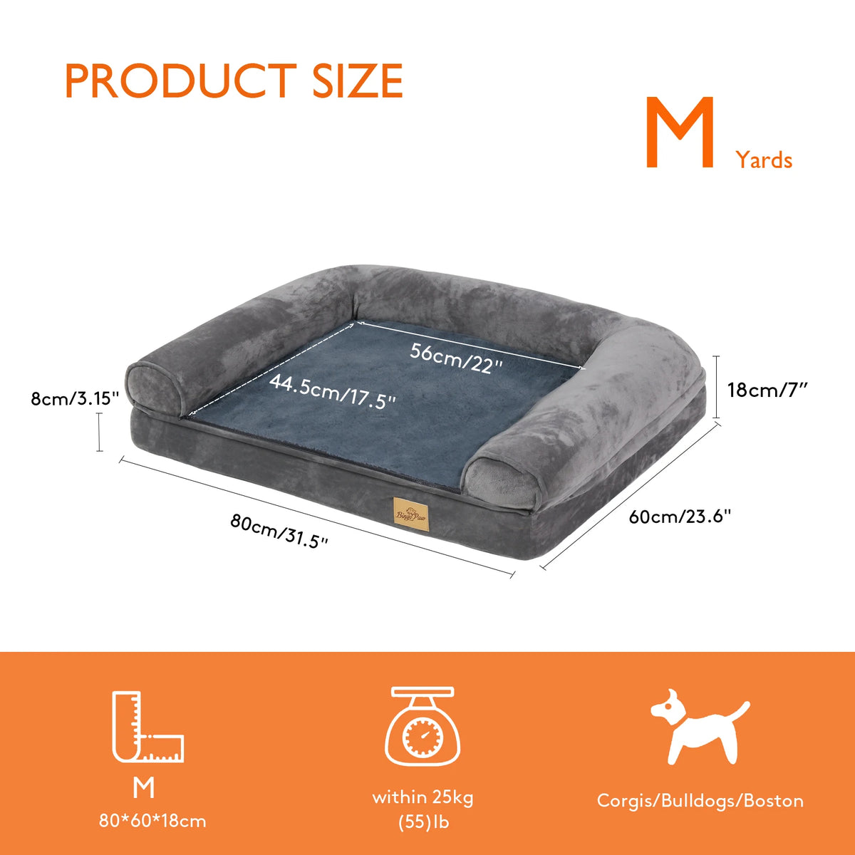 Orthopedic Dog Bed Mattress With Removable Washable Cover And Bolster
