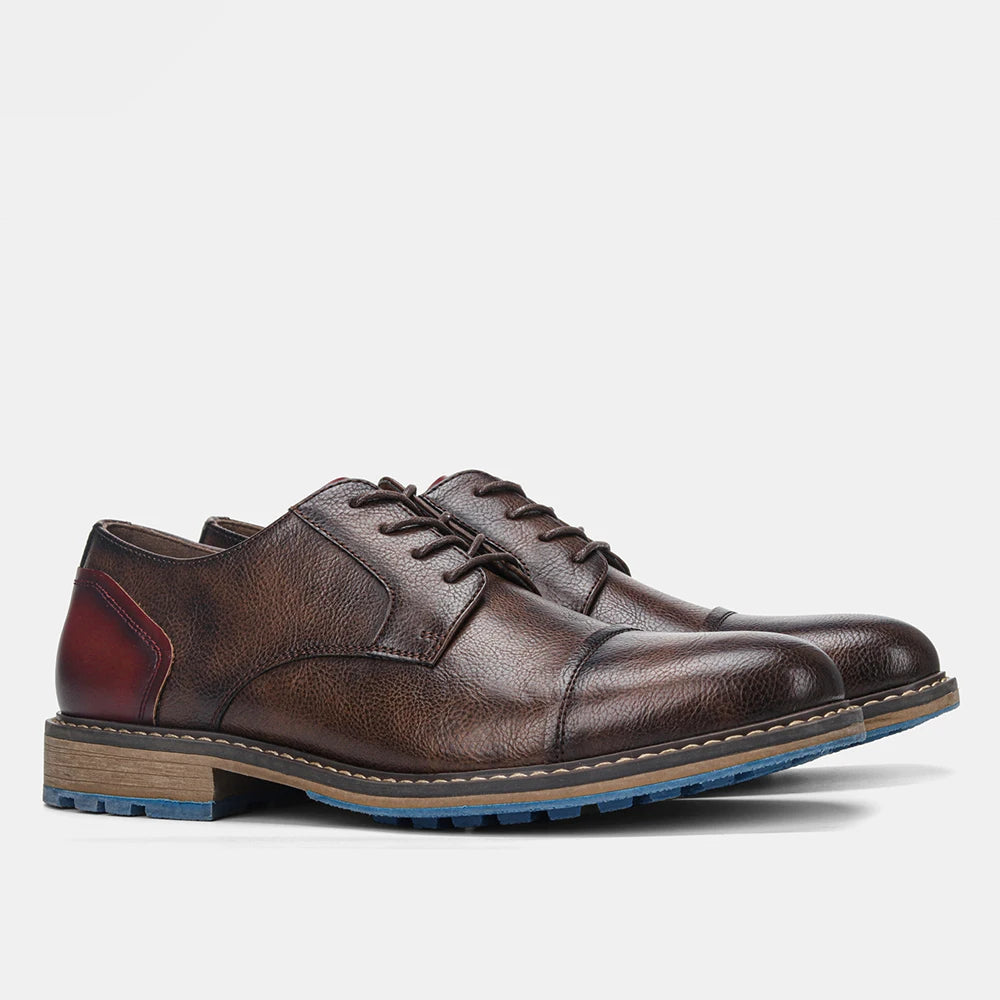 Journey Mens Casual Cap Toe Oxford Leather Dress Shoes