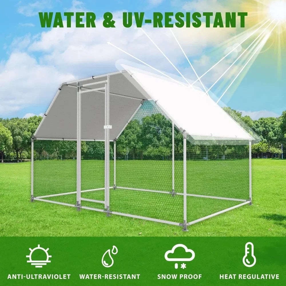 Large Metal Chicken Coop with Water-Resident and Anti-UV Cover