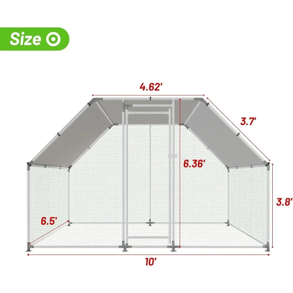 Large Metal Chicken Coop with Water-Resident and Anti-UV Cover