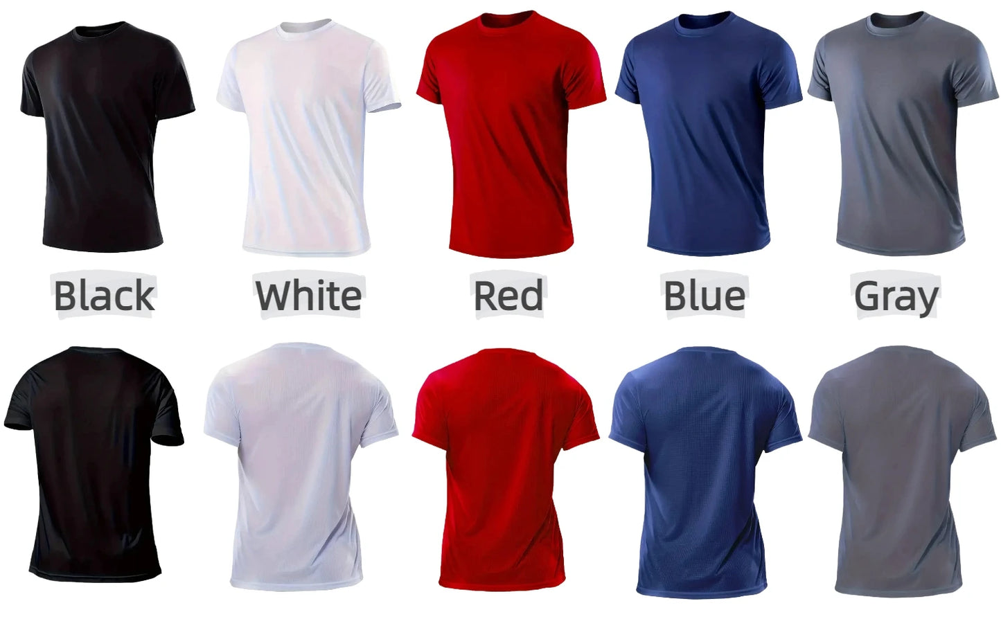 Men Quick Dry Basic Short Sleeve Shirts 5 Pack Essential