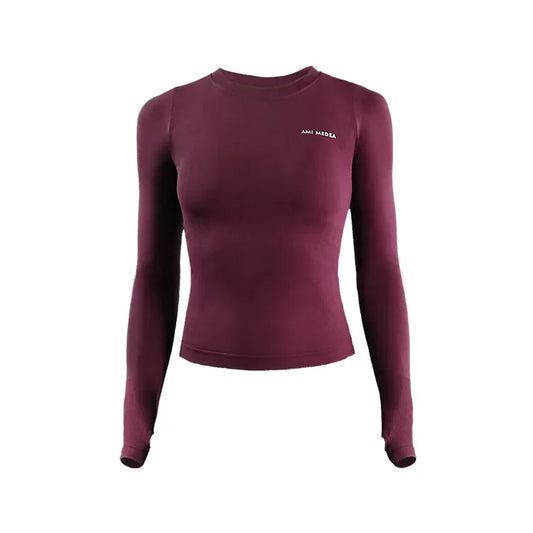 Women Yoga Long Sleeve Top Breathable Quick Dry Polyester Spandex