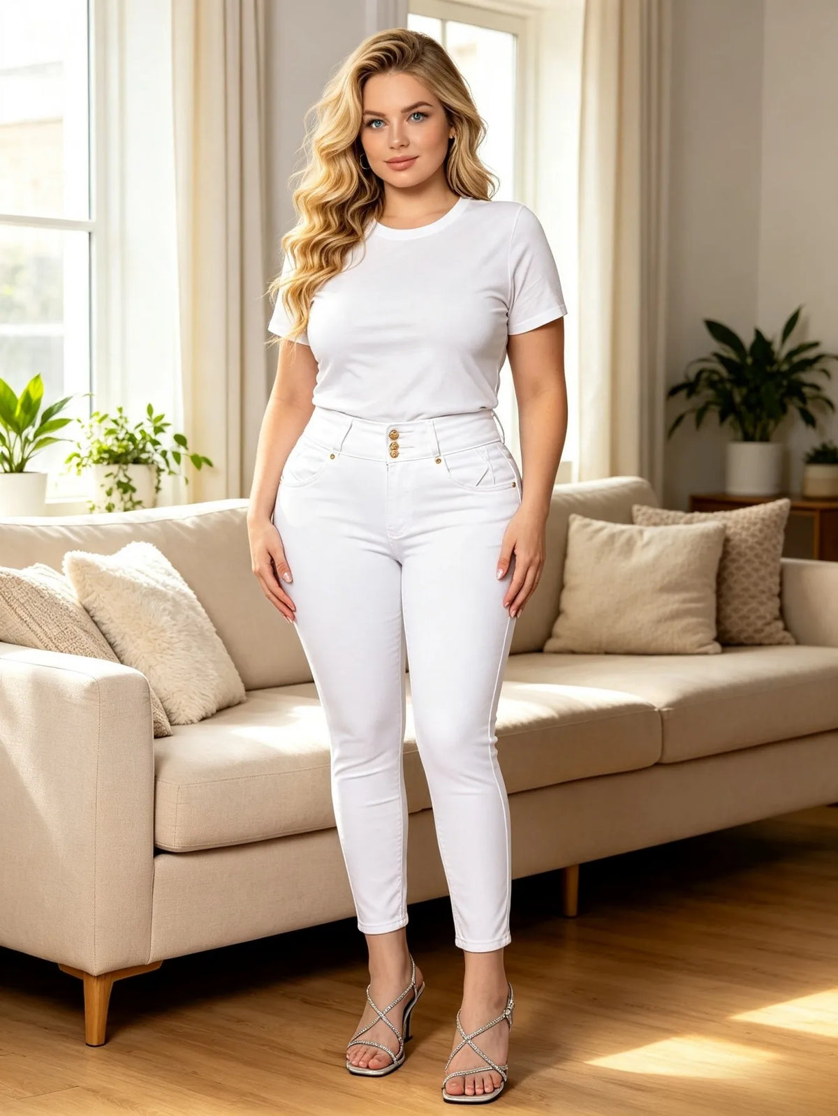 Women's High Waist Tummy Control Stretch Skinny Jeans