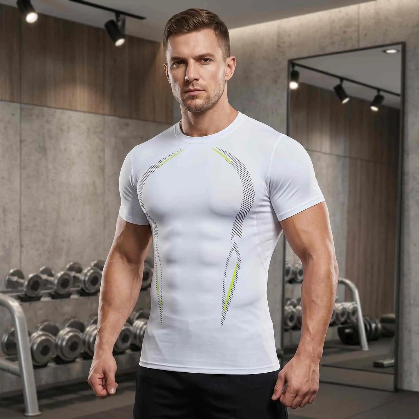 Three Pack Mens Compression Short Sleeve Shirts Workout Gear
