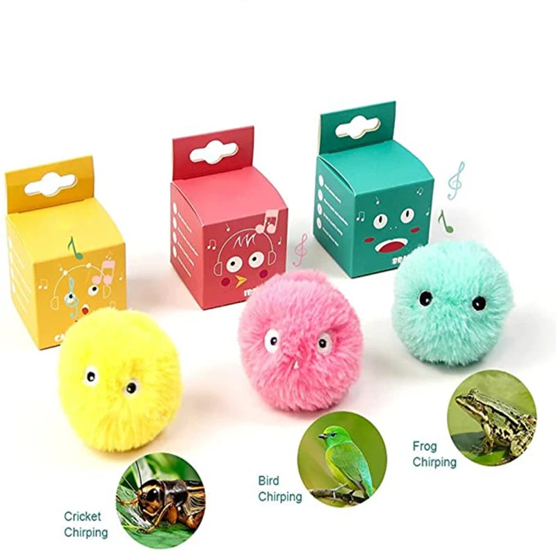 Interactive Plush Cat Ball Squeak Toy With Catnip Training
