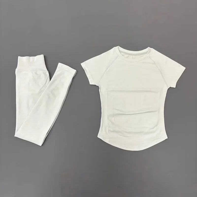 Women Seamless Athletic Workout Set With Butt Lifting Top