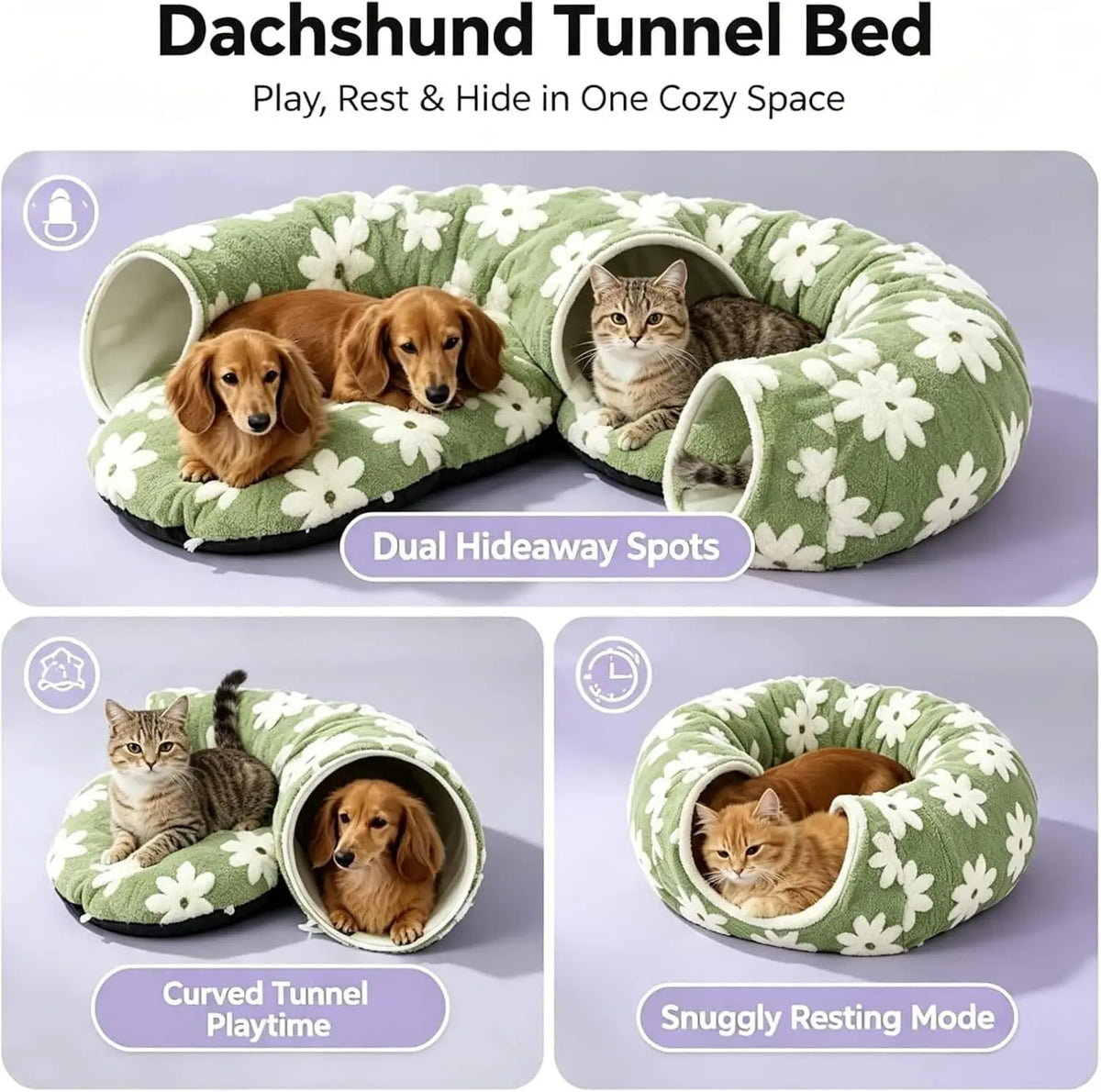 Cat Plush Foldable Tunnel Bed for Cozy Indoor Playtime