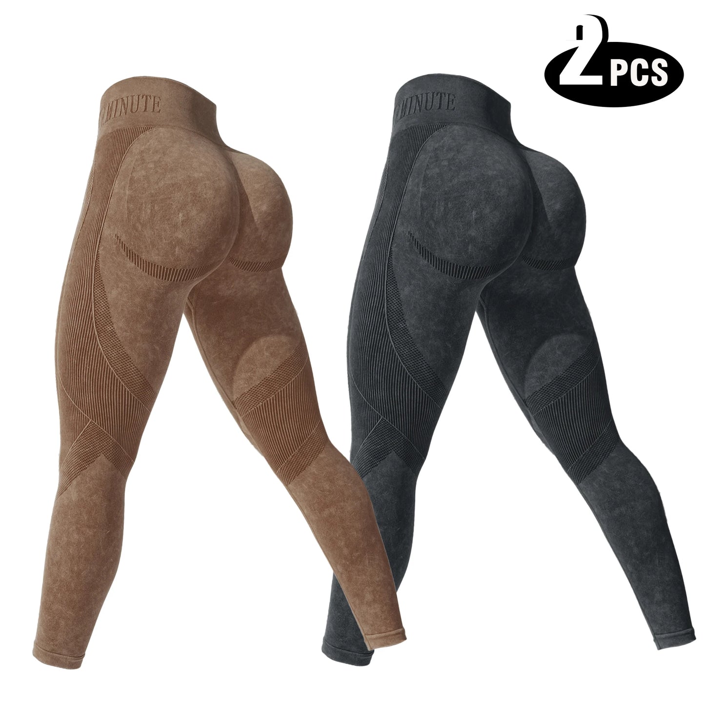 Women High Waisted Fitness Leggings 2 Pack For Gym Running