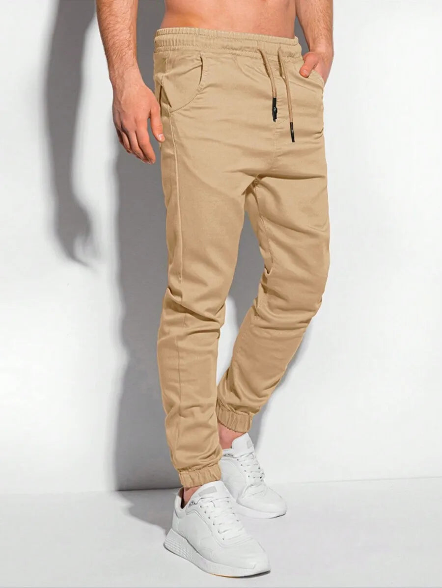 Men's Jogger Pants With Drawstring Waist And Ribbed Hem