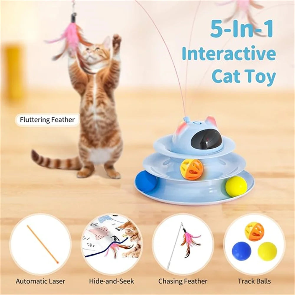 5-in-1 automatic interactive cat toy, suitable for indoor cats, rechargeable