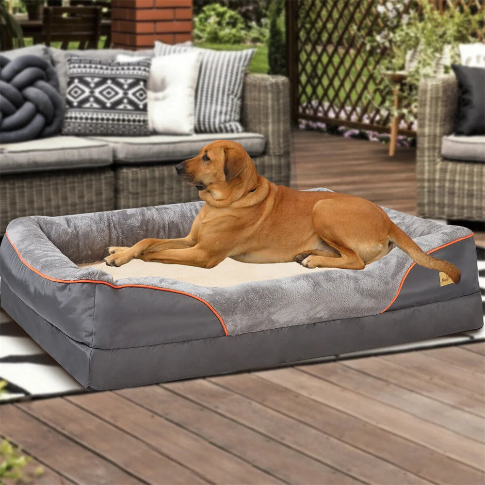 Large Orthopedic Dog Bed with Memory Foam Waterproof Removable Cover