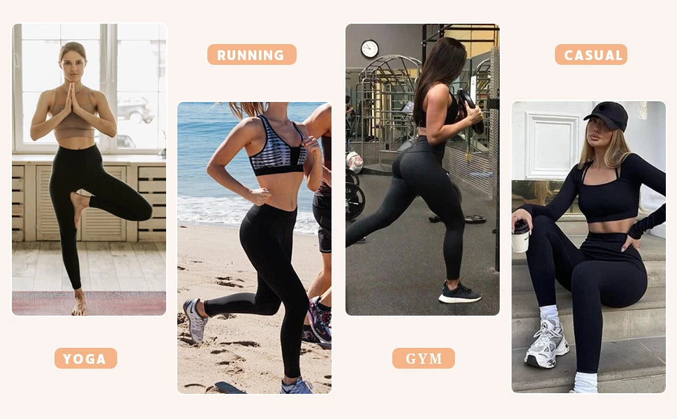 Women High Waisted Fitness Leggings 2 Pack For Gym Running