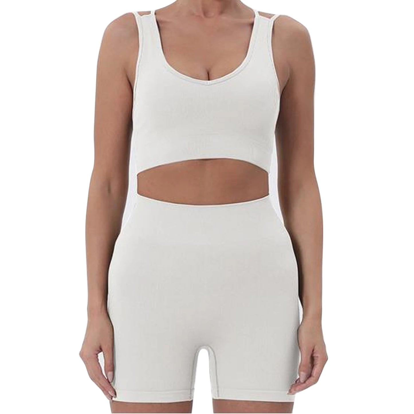 Women's Activewear 2 Piece Sleeveless Crop Top, High Waisted Shorts Set