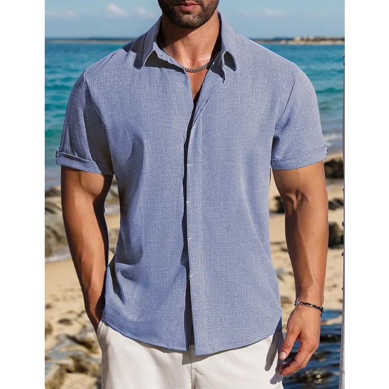Men's Linen Short Sleeve Shirt For Breathable Everyday Comfort