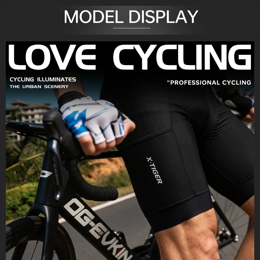 Men's Cycling Bib Pants Anti Slip Leg Grips Padded