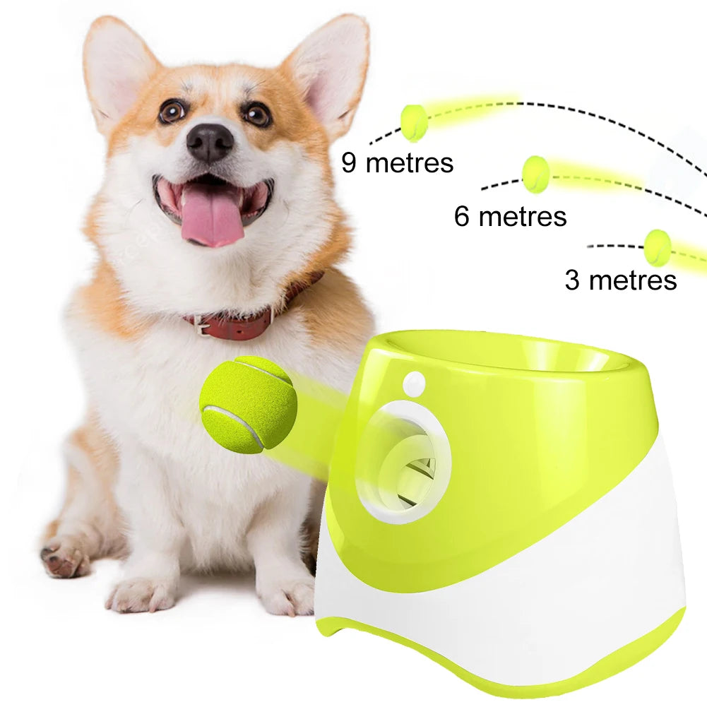 Automatic Dog Ball Launcher With 3 Tennis Balls Indoor Outdoor