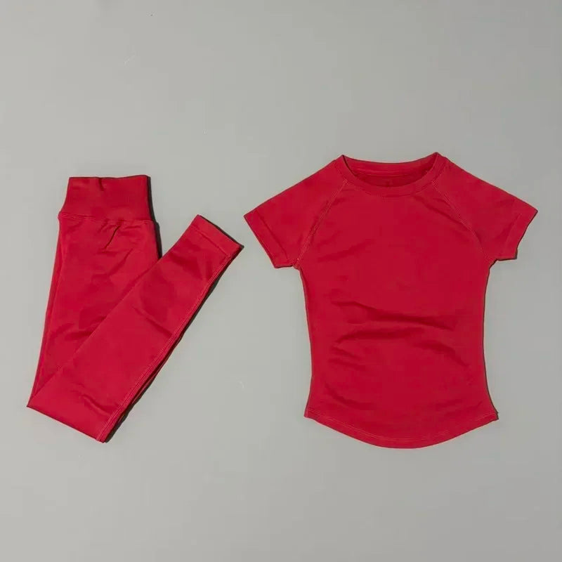 Women Seamless Athletic Workout Set With Butt Lifting Top