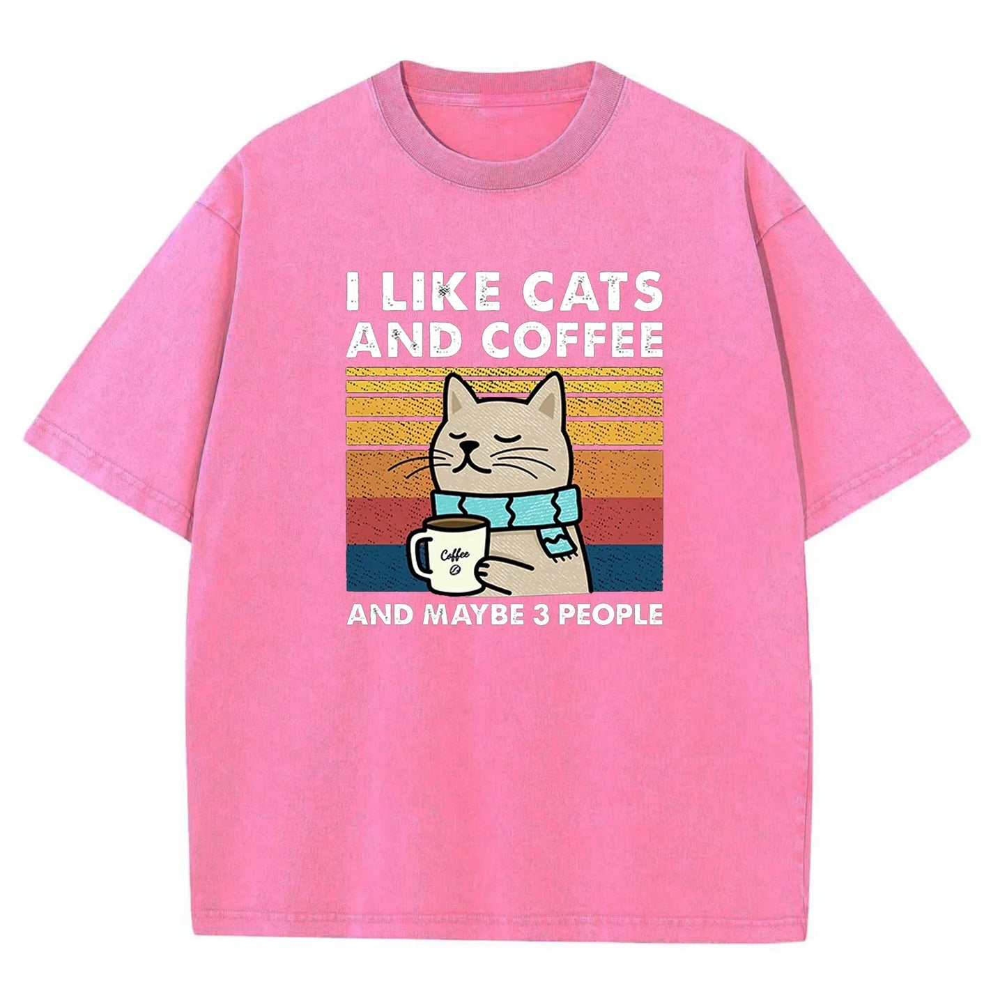 Unisex I Love Cats And Coffee Graphic Print Cotton T Shirt