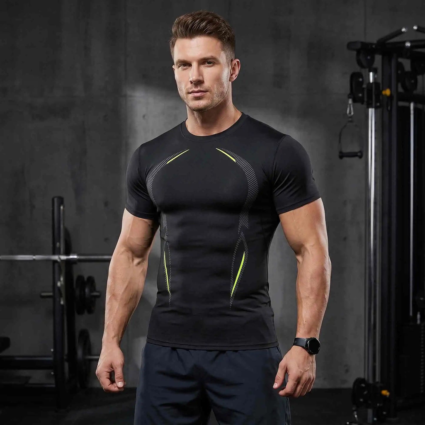 Three Pack Mens Compression Short Sleeve Shirts Workout Gear