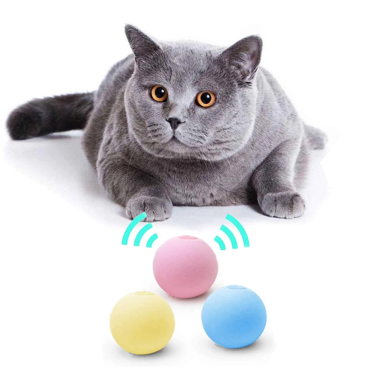 Interactive Plush Cat Ball Squeak Toy With Catnip Training