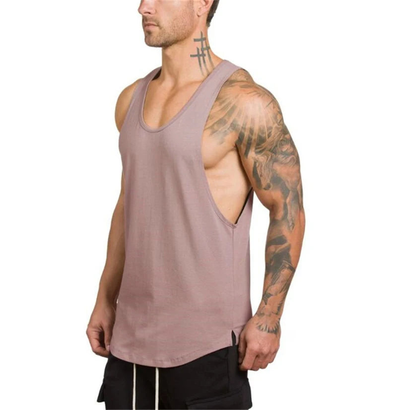 Cotton Breathable Sleeveless Muscle Tank Tops For Men