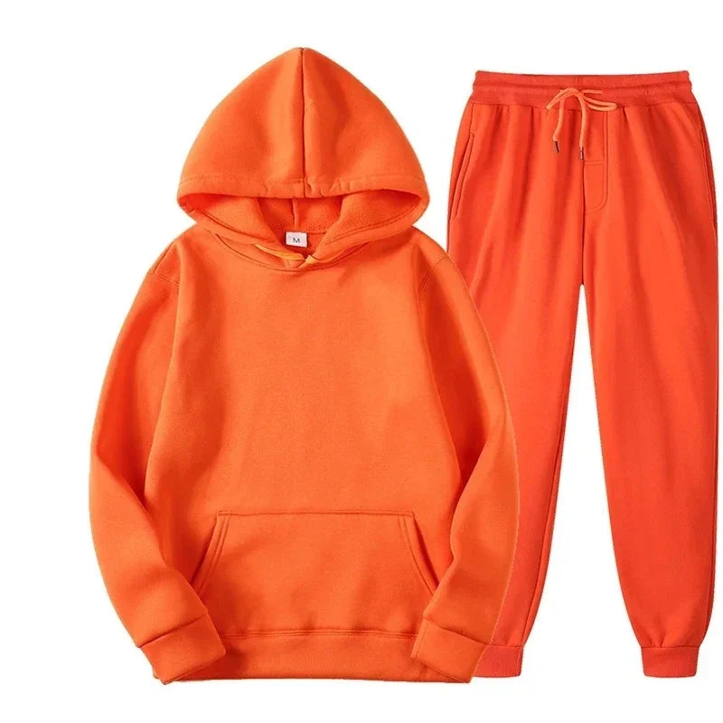Unisex Pullover Hoodie and Long Legged Pants Set Cozy