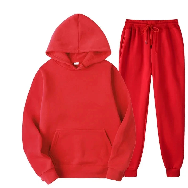 Unisex Pullover Hoodie and Long Legged Pants Set Cozy