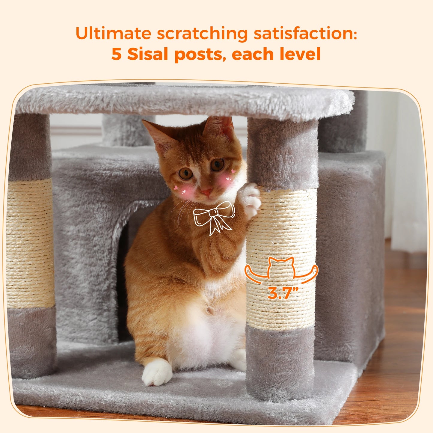 Large Cat Tree And Tower For Indoor Cats With Hammocks