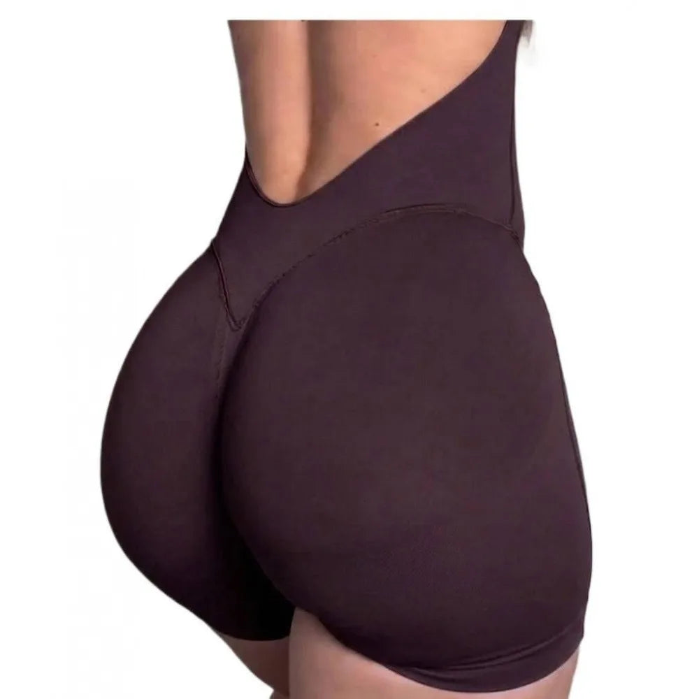 Seamless Nylon Blend Women Long Sleeve Yoga Jumpsuit With Shorts