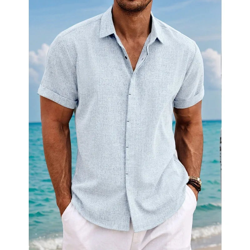 Men's Linen Short Sleeve Shirt For Breathable Everyday Comfort