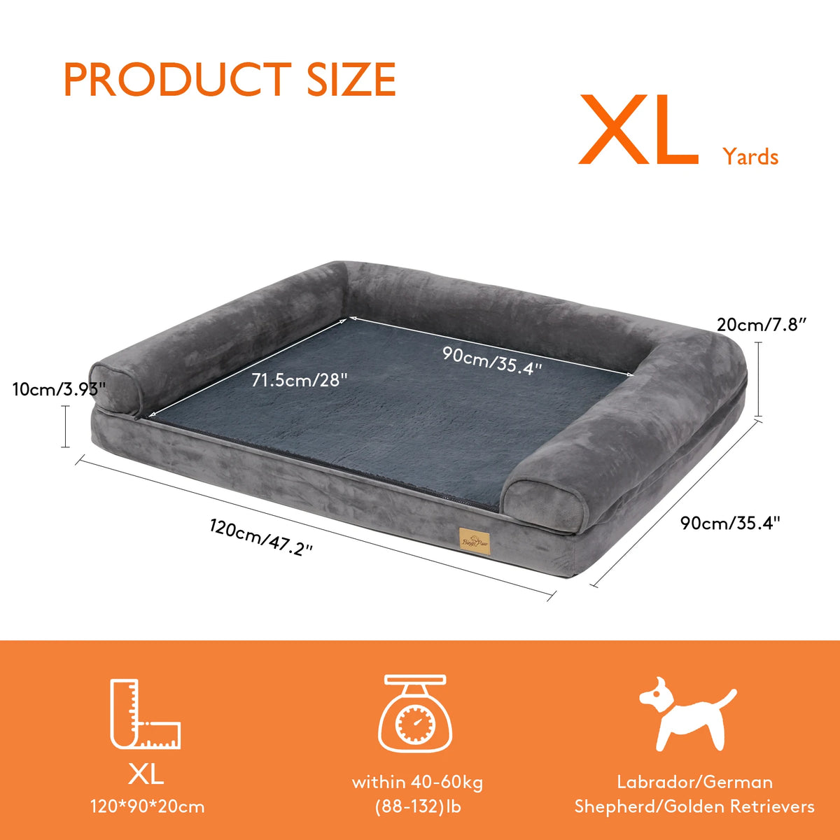 Orthopedic Dog Bed Mattress With Removable Washable Cover And Bolster